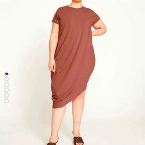 Universal Standard Asymmetrical Ruched Orange Dress